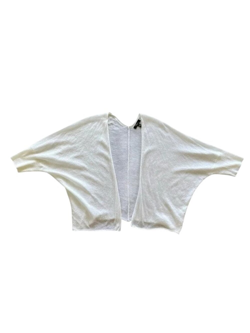 Cupio Y2K White Short Sleeve Crop Cardigan / Shrug, Lighweight, Gauze - Sz Small